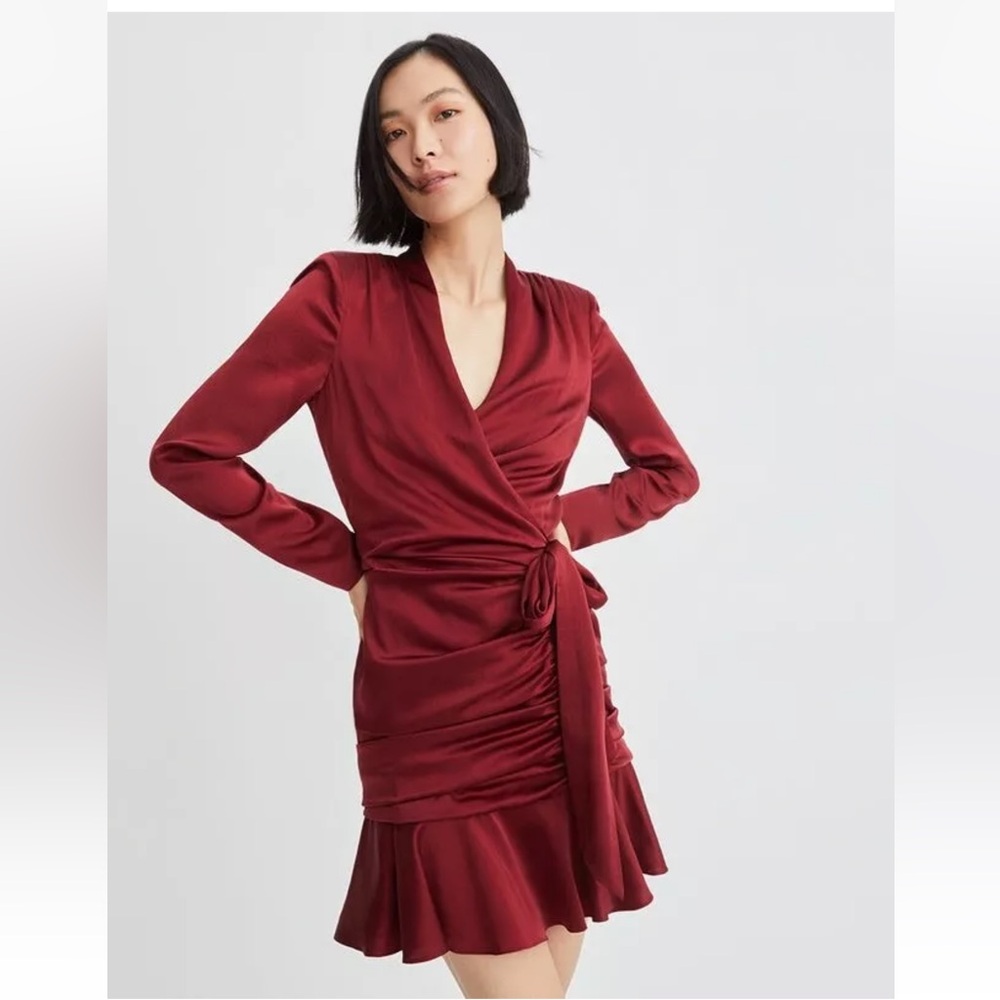 Veronica Beard Silk Burgundy Wrap Dress